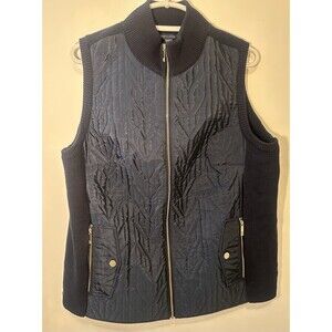 Tommy Hilfiger Quilted Zip Front Sweater Vest Navy Blue Women’s 1X